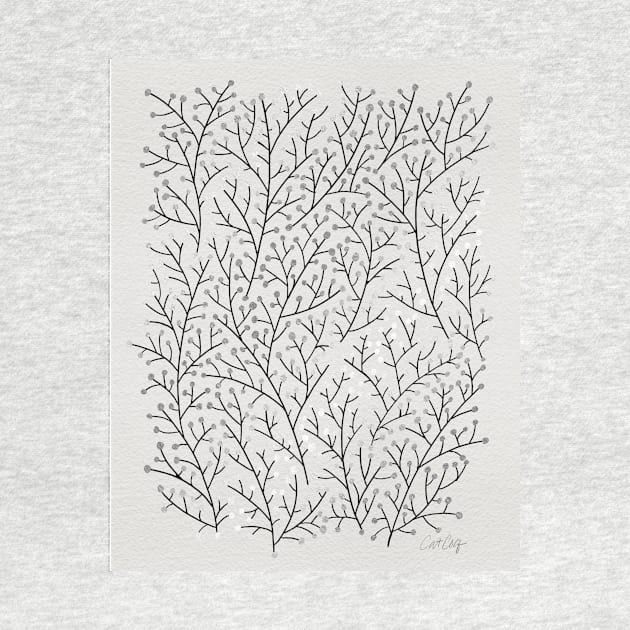 Berry Branches - Silver Black by CatCoq